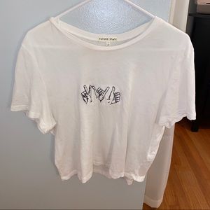 white graphic tee